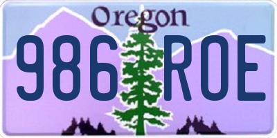 OR license plate 986ROE