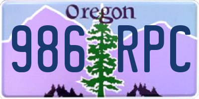 OR license plate 986RPC