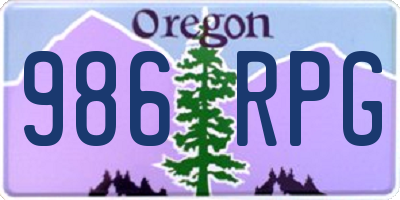 OR license plate 986RPG