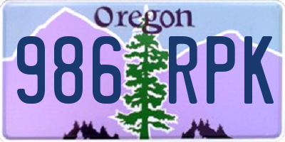 OR license plate 986RPK
