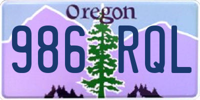 OR license plate 986RQL