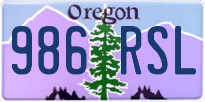 OR license plate 986RSL