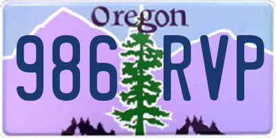 OR license plate 986RVP