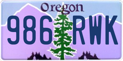 OR license plate 986RWK