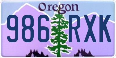 OR license plate 986RXK