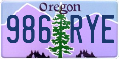 OR license plate 986RYE