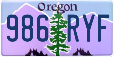 OR license plate 986RYF