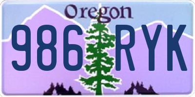 OR license plate 986RYK