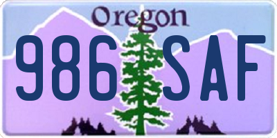 OR license plate 986SAF