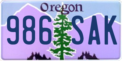 OR license plate 986SAK