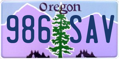 OR license plate 986SAV
