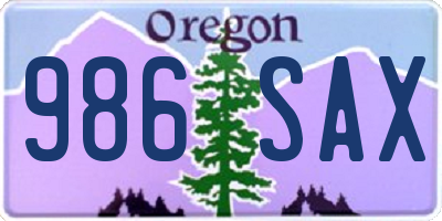 OR license plate 986SAX