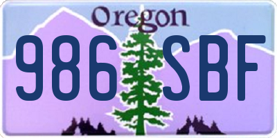 OR license plate 986SBF