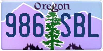 OR license plate 986SBL