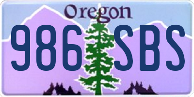 OR license plate 986SBS