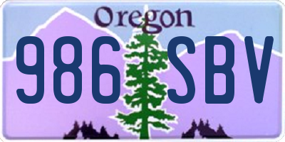 OR license plate 986SBV