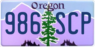 OR license plate 986SCP