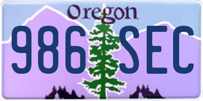 OR license plate 986SEC