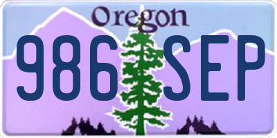 OR license plate 986SEP