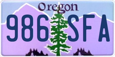 OR license plate 986SFA
