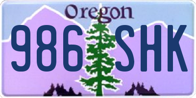 OR license plate 986SHK