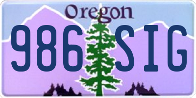 OR license plate 986SIG