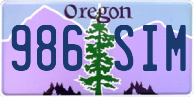 OR license plate 986SIM