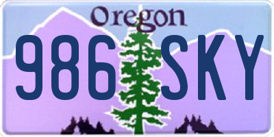 OR license plate 986SKY