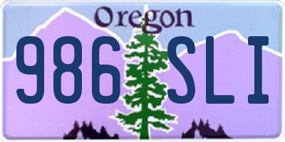 OR license plate 986SLI