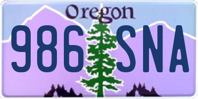 OR license plate 986SNA