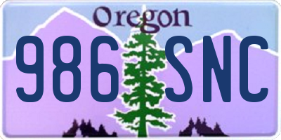 OR license plate 986SNC
