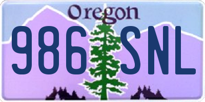 OR license plate 986SNL