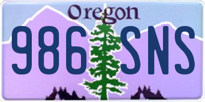 OR license plate 986SNS