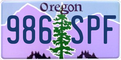 OR license plate 986SPF