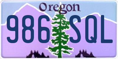 OR license plate 986SQL