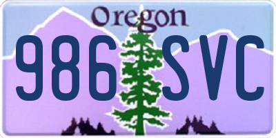 OR license plate 986SVC