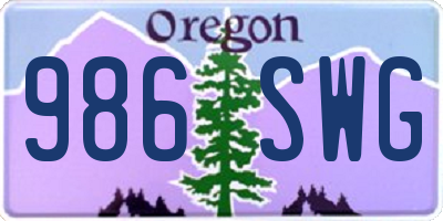 OR license plate 986SWG
