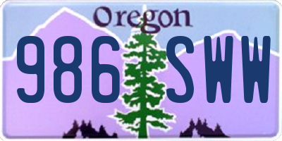 OR license plate 986SWW