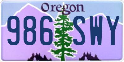 OR license plate 986SWY