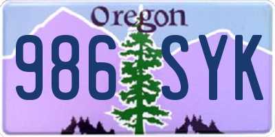 OR license plate 986SYK