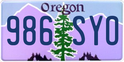 OR license plate 986SYO