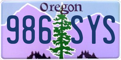 OR license plate 986SYS