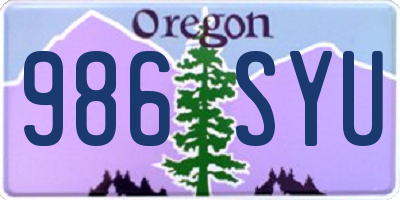 OR license plate 986SYU