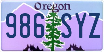 OR license plate 986SYZ