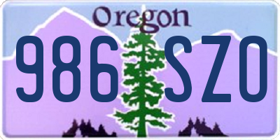 OR license plate 986SZO