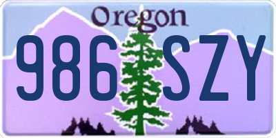 OR license plate 986SZY