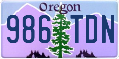 OR license plate 986TDN