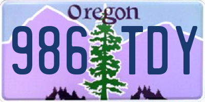 OR license plate 986TDY