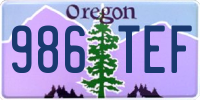 OR license plate 986TEF