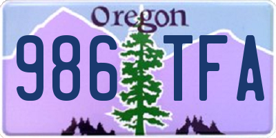 OR license plate 986TFA